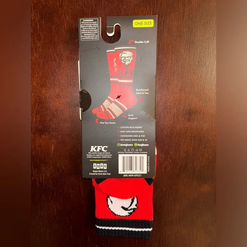KFC (KENTUCKY FRIED CHICKEN) SWAG CREW SOCKS NWT MEN’S SHOE SIZE 8-13